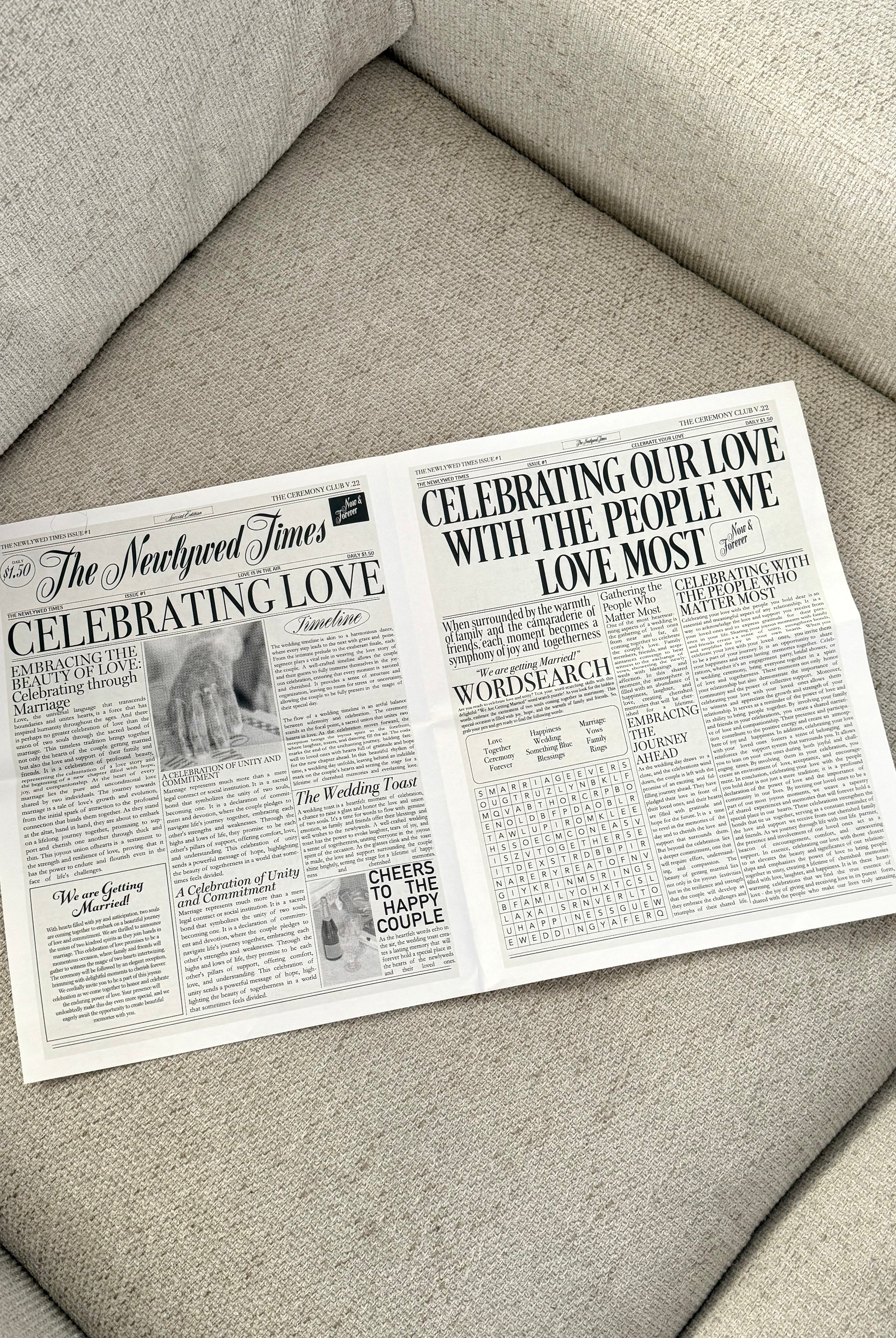 wedding newspaper prop bundle