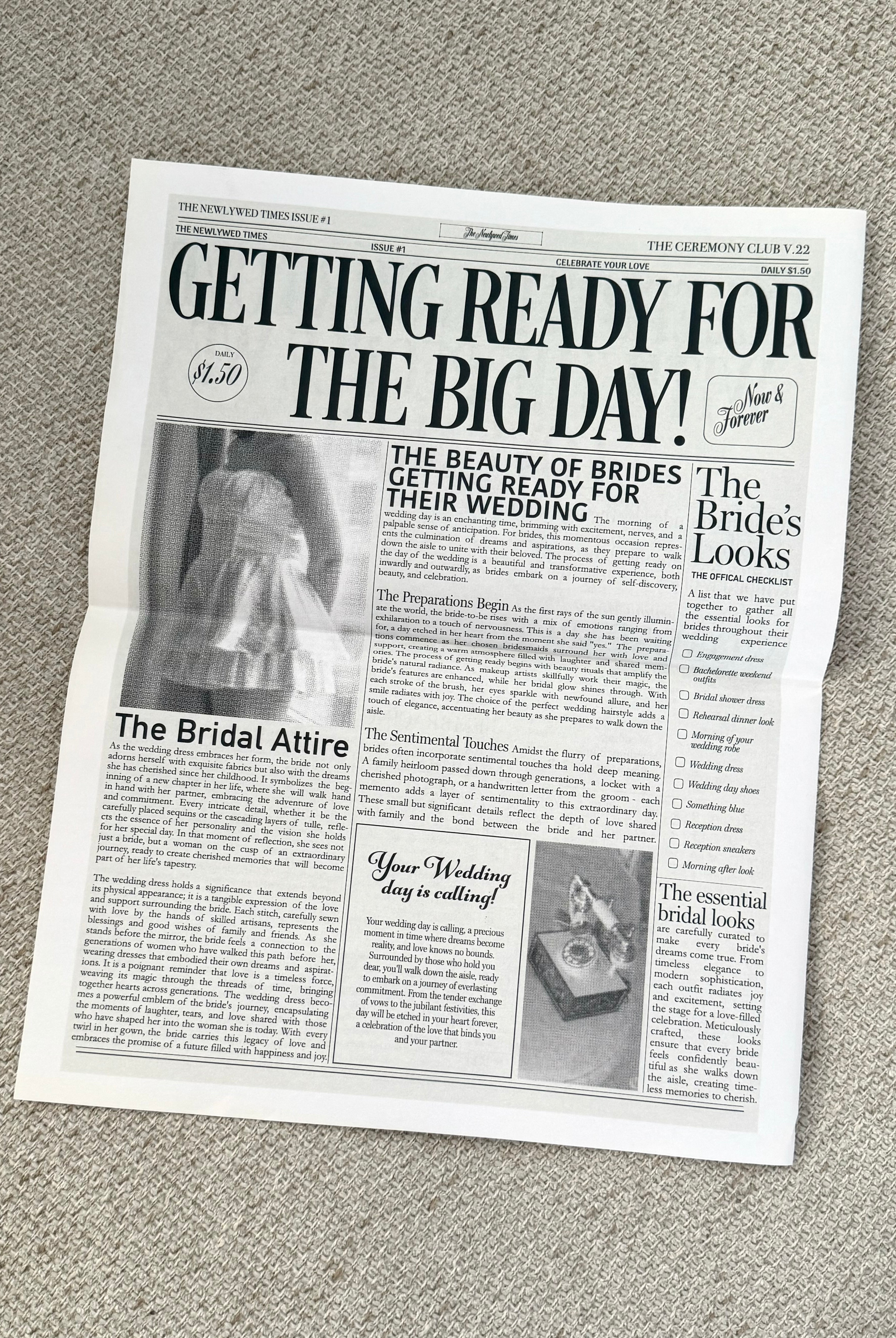 wedding newspaper prop bundle