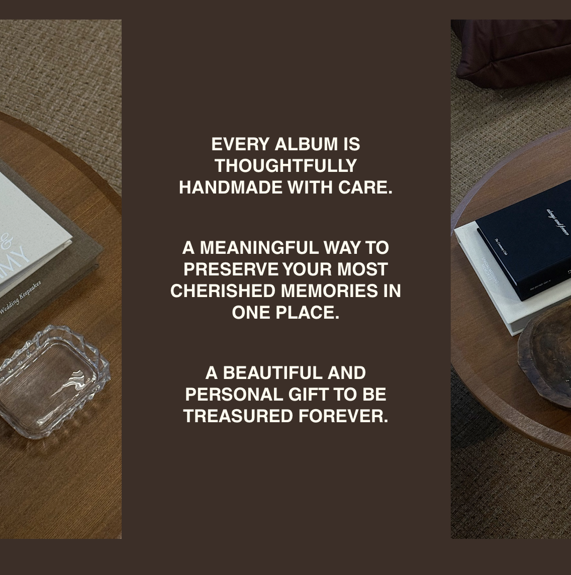 Personalized wedding photo album with custom couple names on linen cover for modern brides