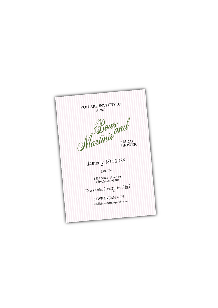 Invitation Bows and Martinis digital download design