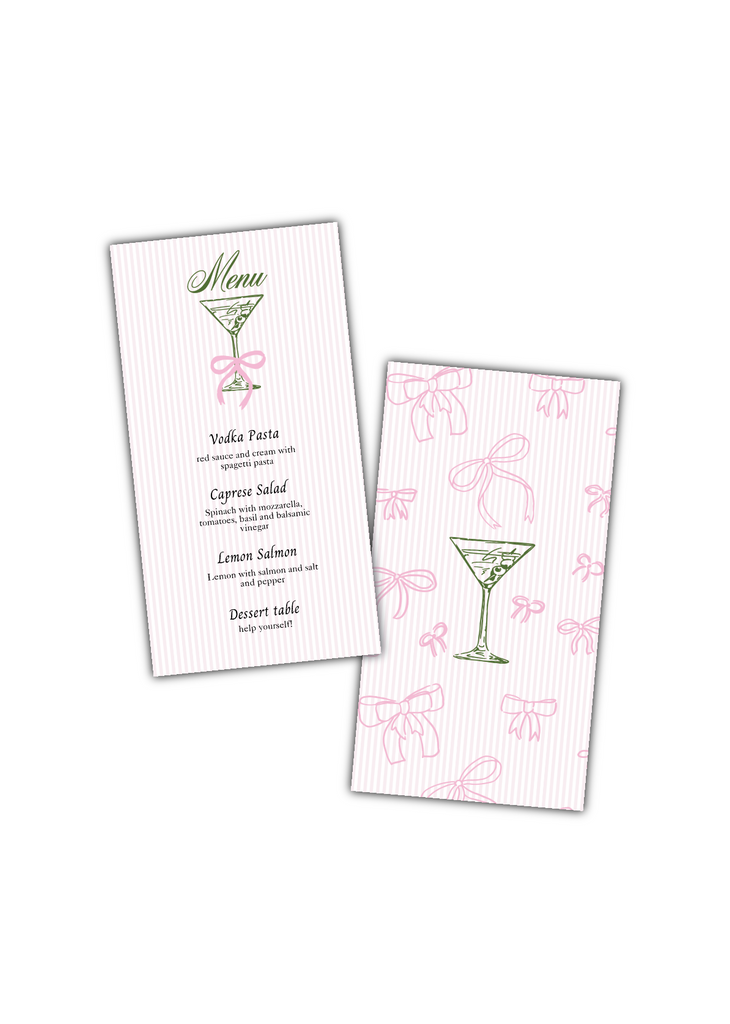 wedding stationary digital download - bows and martinis