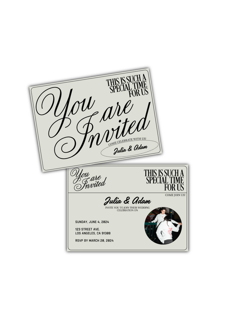 Wedding Invitation Template: Vintage Cream Postcard design